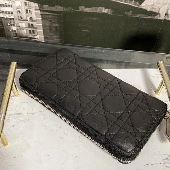 Authentic Christian Dior Cannage Leather Zippy Long Wallet - Picture 17 of 17